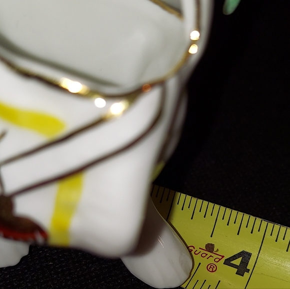 Vista Alegre Portuguesa Cat Figurine W/Basket Green Eyes Tooth Pick Holder - Picture 5 of 7